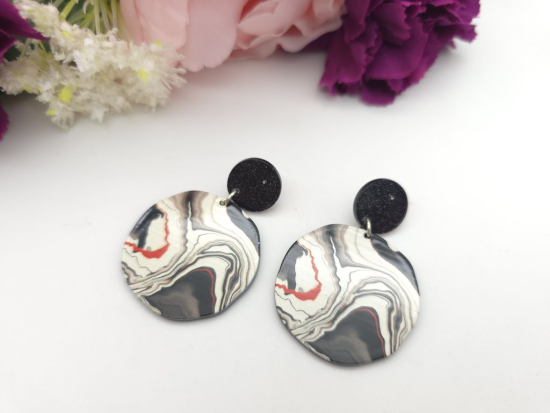 Preview: Schwarz Weiß Farbverlauf Ohrhänger mit Stecker